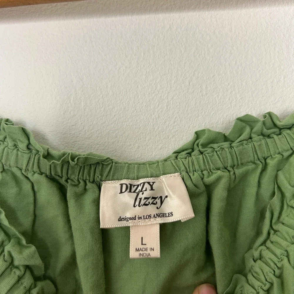 Dizzy Lizzy Green Poplin Midi Dress - Picture 3 of 4